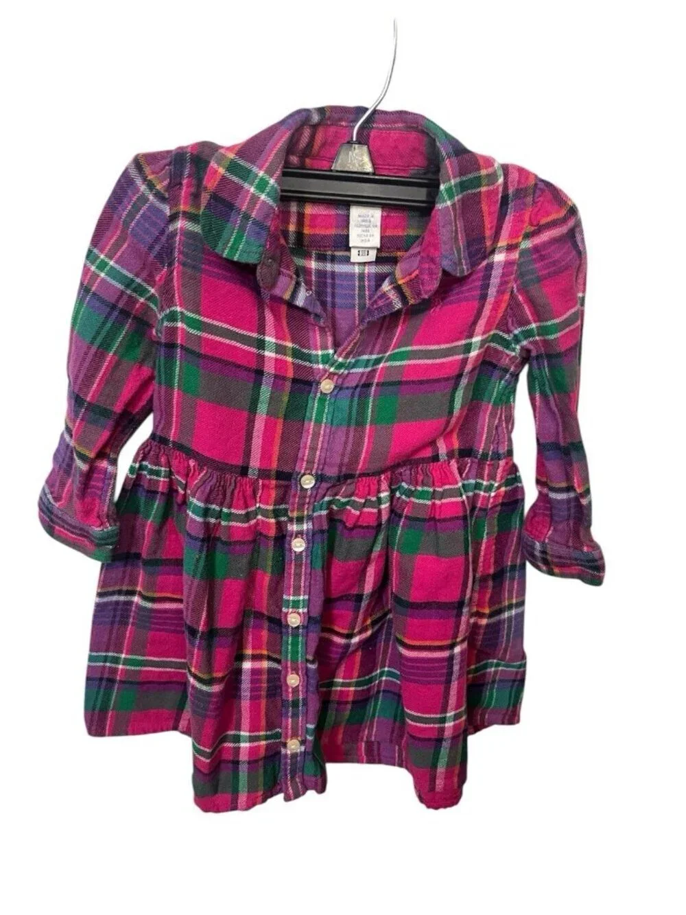 Ralph Lauren Plaid Dress Sz 12mo Long Sleeve Button Down Cotton Twill Fit & Flai